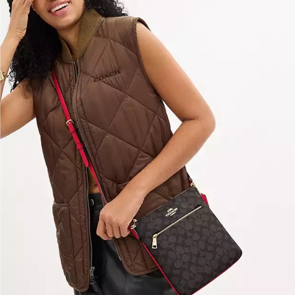 NWT Coach Mini Rowan File Bag In Signature Canvas - Picture 5 of 5